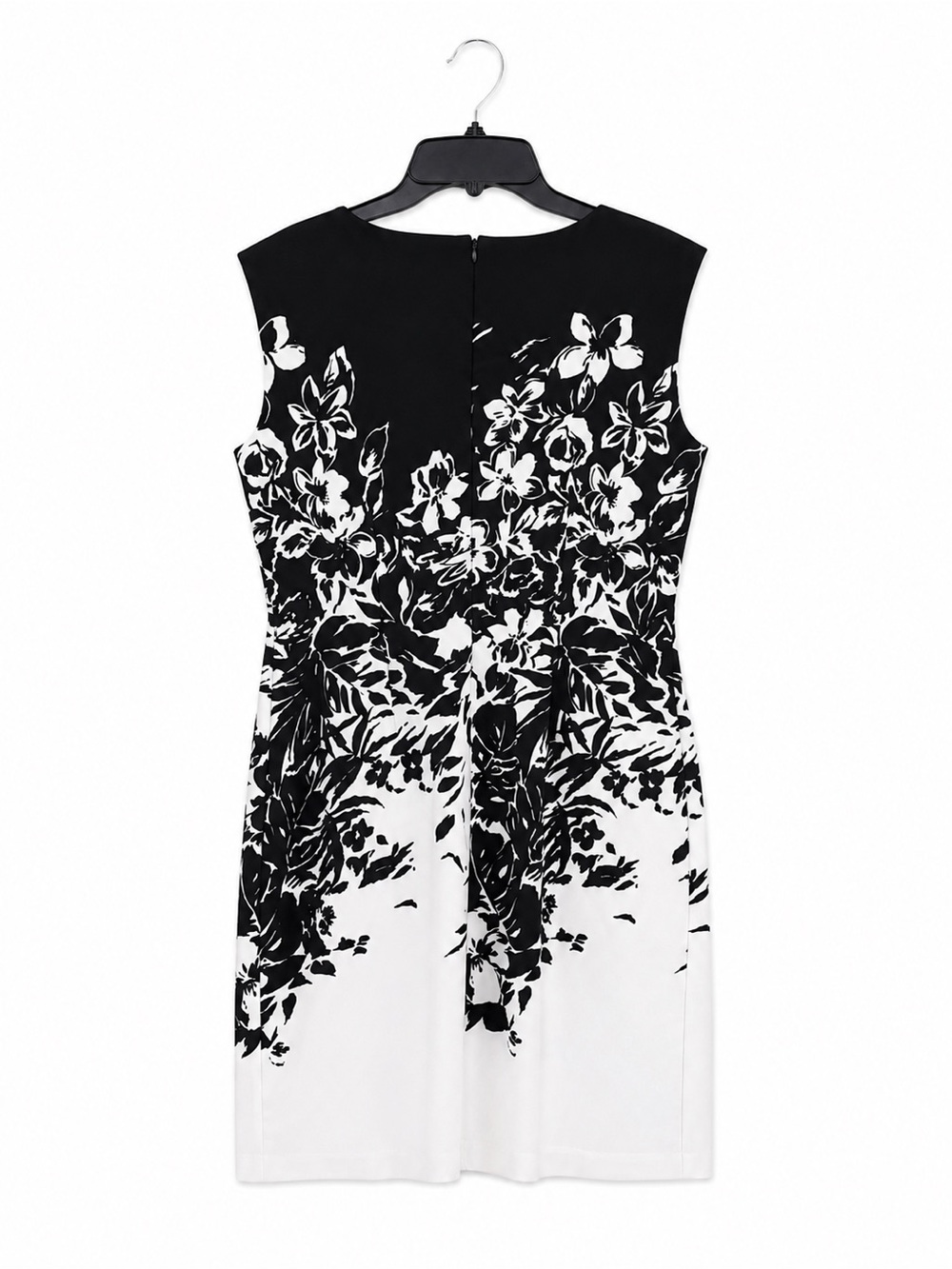 Connected Apparel Floral Sheath Dress 12 Black White Career Cocktail Dress